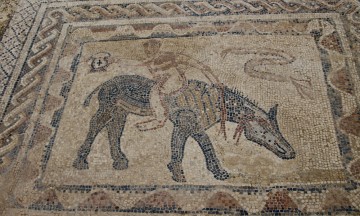 Mosaikkgulvene fra tiden mellom 300 år f.k. til 700 år e.k. er imponerende godt bevart. Foto: Hans-Christian Bøhler