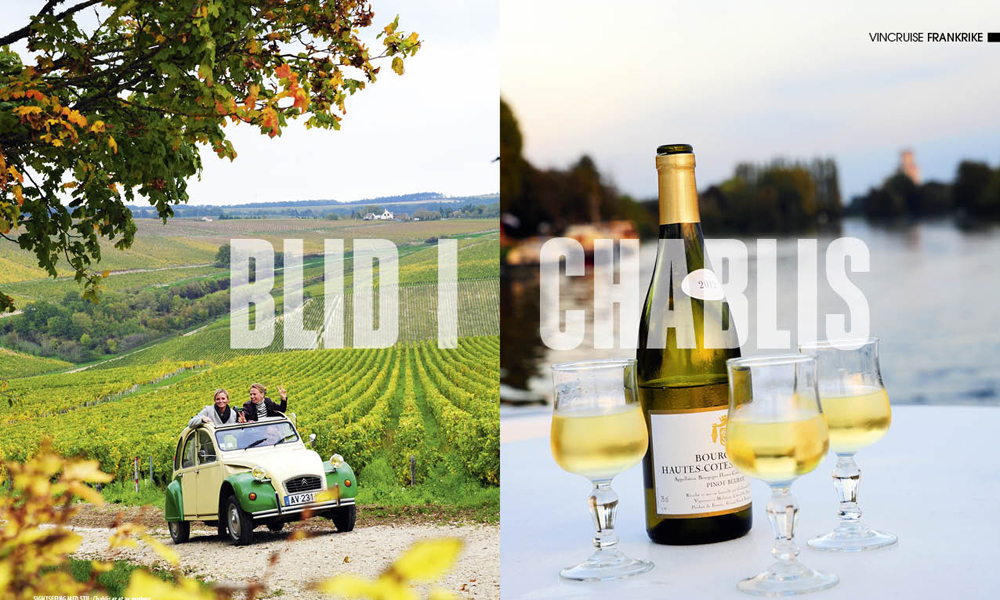 Chablis er et av verdens beste og mest kjente vindistrikt, med noen av verdens beste viner. Se den på typisk fransk maner – med 2CV. Foto: Torild Moland
