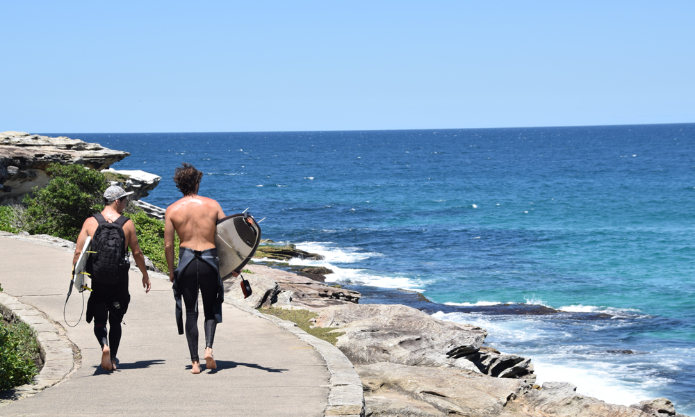 Den seks kilometer lange kystvandringen fra Coogee Beach til Bondi Beach er en populær dagstur. Foto: Mari Bareksten 