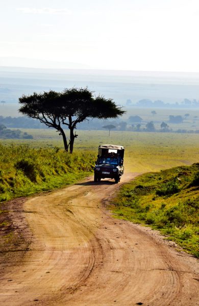 I klassisk safari-jeep på Masai Maras savanner er det store muligheter for å se "The Big Five" Foto: Mari Bareksten